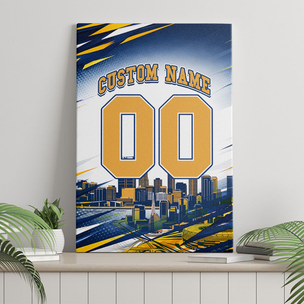Personalised West Coast Eagles Fan Pride Canvas Wall Art Muscular Eagle Mascot Graphic Art With Perth City Skyline
