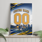 Personalised West Coast Eagles Fan Pride Canvas Wall Art Muscular Eagle Mascot Graphic Art With Perth City Skyline
