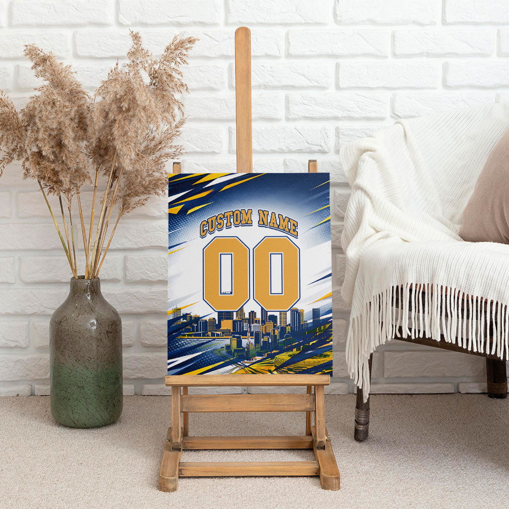 Personalised West Coast Eagles Fan Pride Canvas Wall Art Muscular Eagle Mascot Graphic Art With Perth City Skyline