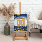 Personalised West Coast Eagles Fan Pride Canvas Wall Art Muscular Eagle Mascot Graphic Art With Perth City Skyline