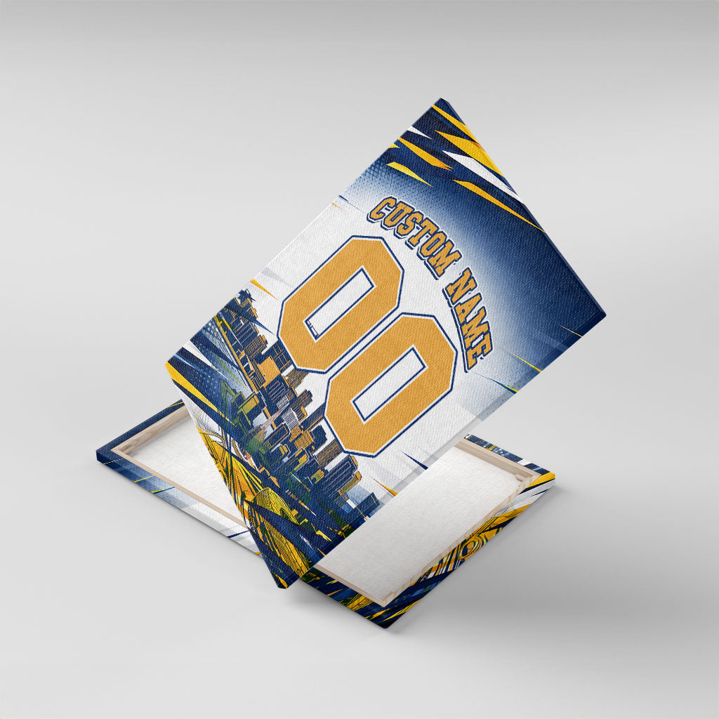 Personalised West Coast Eagles Fan Pride Canvas Wall Art Muscular Eagle Mascot Graphic Art With Perth City Skyline