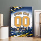 Personalised West Coast Eagles Fan Pride Canvas Wall Art Muscular Eagle Mascot Graphic Art With Perth City Skyline