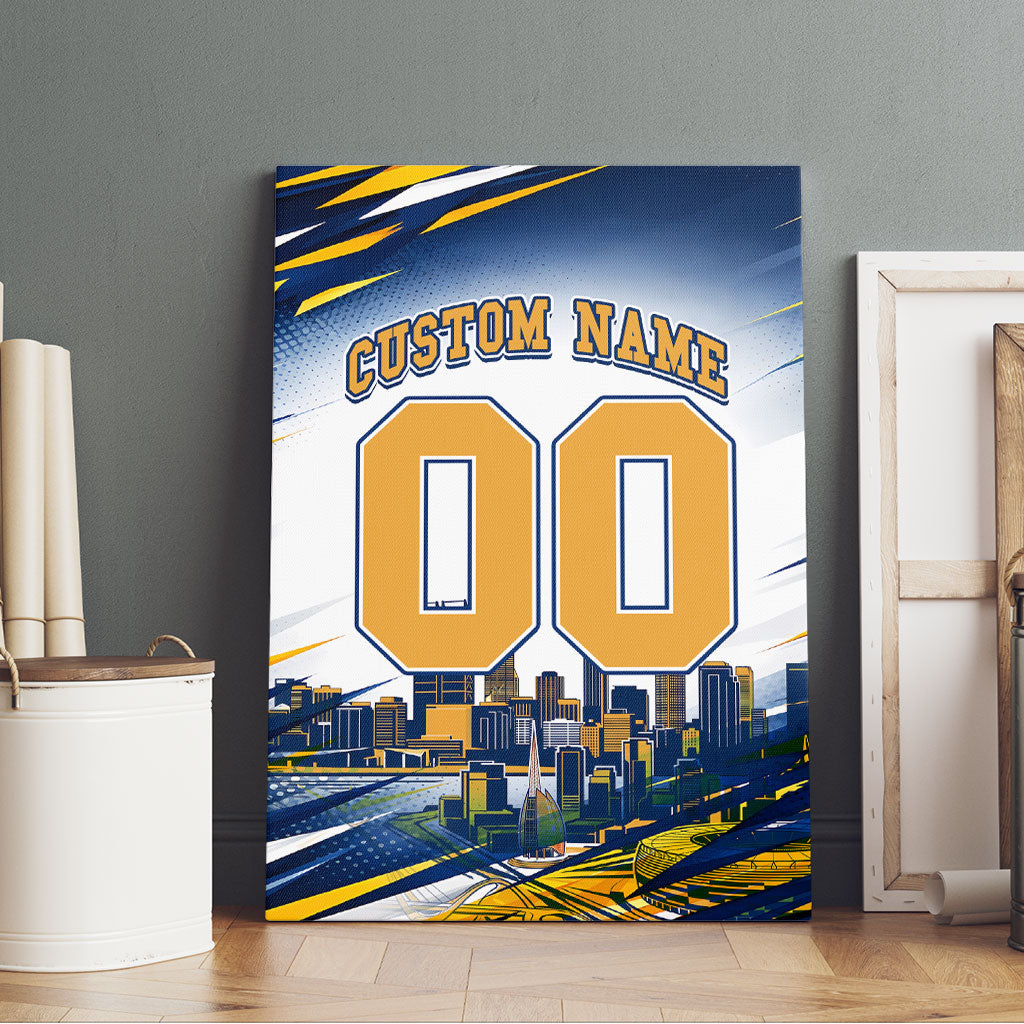 Personalised West Coast Eagles Fan Pride Canvas Wall Art Muscular Eagle Mascot Graphic Art With Perth City Skyline