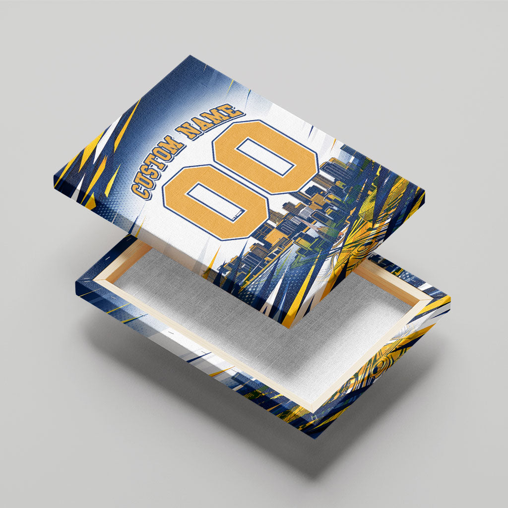 Personalised West Coast Eagles Fan Pride Canvas Wall Art Muscular Eagle Mascot Graphic Art With Perth City Skyline