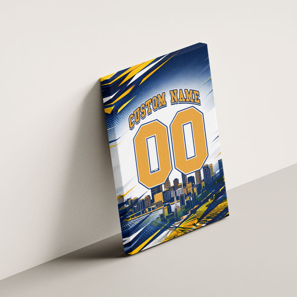 Personalised West Coast Eagles Fan Pride Canvas Wall Art Muscular Eagle Mascot Graphic Art With Perth City Skyline