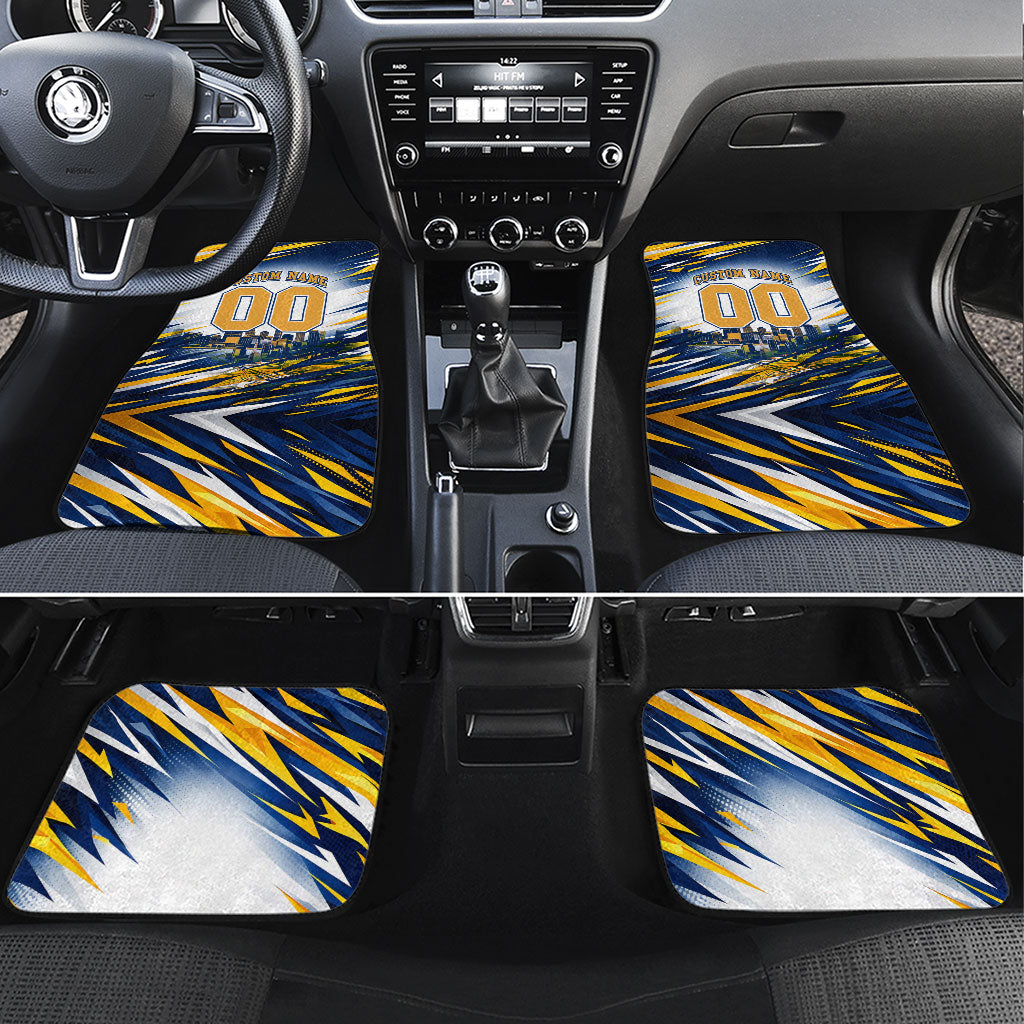 Personalised West Coast Eagles Fan Pride Car Mats Muscular Eagle Mascot Graphic Art With Perth City Skyline
