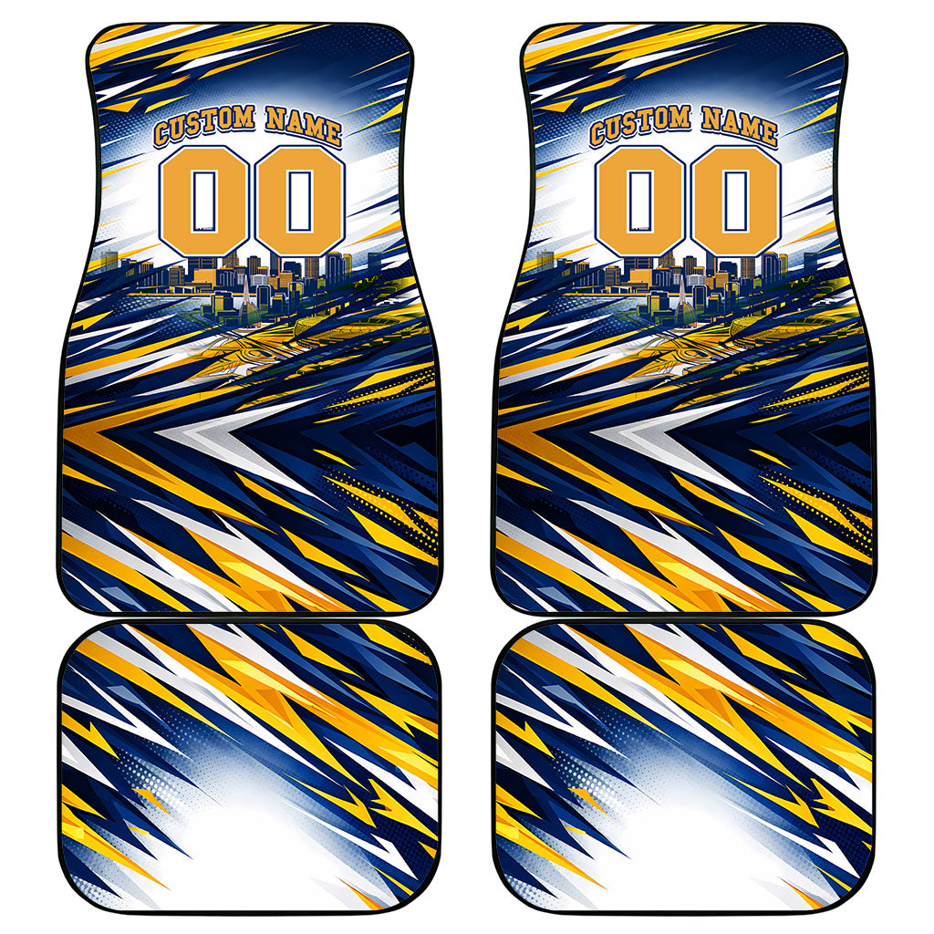 Personalised West Coast Eagles Fan Pride Car Mats Muscular Eagle Mascot Graphic Art With Perth City Skyline