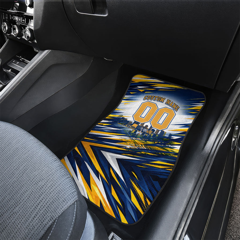 Personalised West Coast Eagles Fan Pride Car Mats Muscular Eagle Mascot Graphic Art With Perth City Skyline