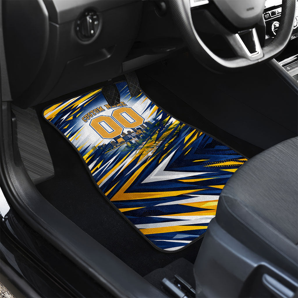 Personalised West Coast Eagles Fan Pride Car Mats Muscular Eagle Mascot Graphic Art With Perth City Skyline