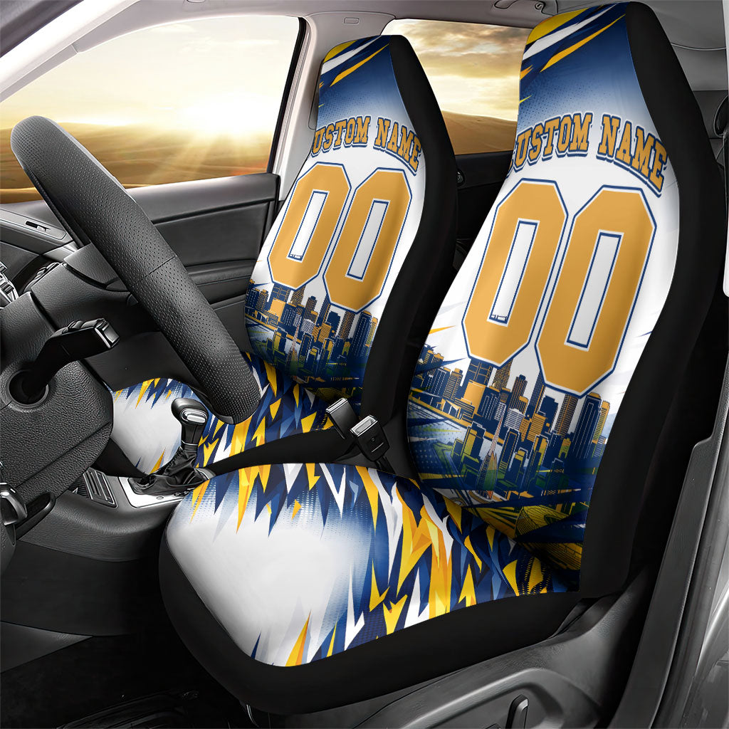 Personalised West Coast Eagles Fan Pride Car Seat Cover Muscular Eagle Mascot Graphic Art With Perth City Skyline