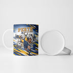 Personalised West Coast Eagles Fan Pride Ceramic Mug Muscular Eagle Mascot Graphic Art With Perth City Skyline