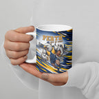 Personalised West Coast Eagles Fan Pride Ceramic Mug Muscular Eagle Mascot Graphic Art With Perth City Skyline