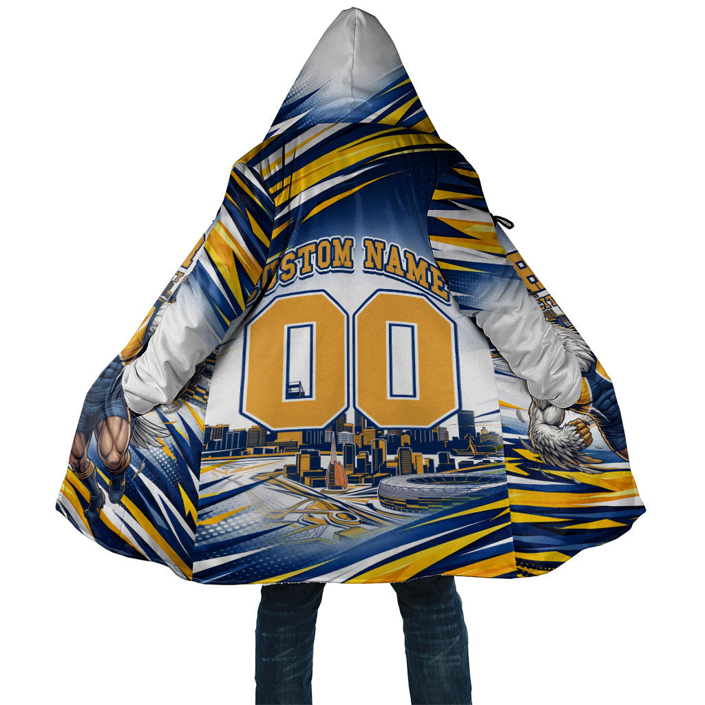Personalised West Coast Eagles Fan Pride Cloak Muscular Eagle Mascot Graphic Art With Perth City Skyline
