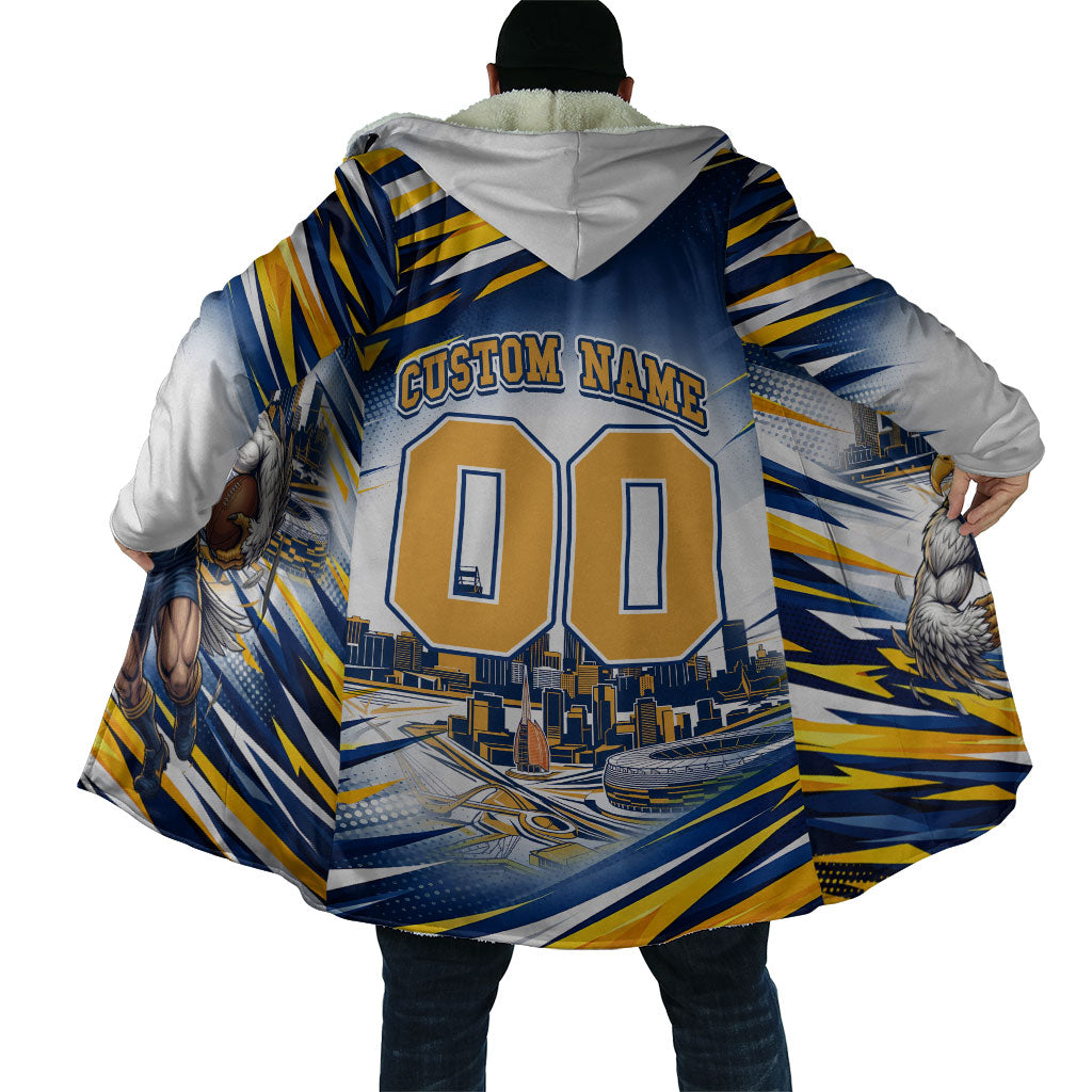 Personalised West Coast Eagles Fan Pride Cloak Muscular Eagle Mascot Graphic Art With Perth City Skyline