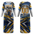 Personalised West Coast Eagles Fan Pride Couples Matching Long Sleeve Bodycon Dress and Long Sleeve Button Shirt Muscular Eagle Mascot Graphic Art With Perth City Skyline