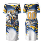 Personalised West Coast Eagles Fan Pride Couples Matching Puletasi and Hawaiian Shirt Muscular Eagle Mascot Graphic Art With Perth City Skyline