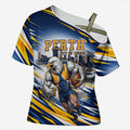 Personalised West Coast Eagles Fan Pride Cross Shoulder Shirt Muscular Eagle Mascot Graphic Art With Perth City Skyline