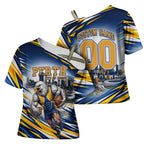 Personalised West Coast Eagles Fan Pride Cross Shoulder Shirt Muscular Eagle Mascot Graphic Art With Perth City Skyline
