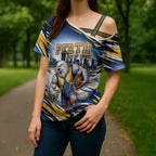 Personalised West Coast Eagles Fan Pride Cross Shoulder Shirt Muscular Eagle Mascot Graphic Art With Perth City Skyline