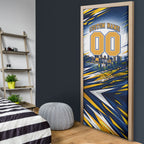 Personalised West Coast Eagles Fan Pride Door Cover Muscular Eagle Mascot Graphic Art With Perth City Skyline