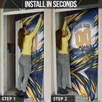Personalised West Coast Eagles Fan Pride Door Cover Muscular Eagle Mascot Graphic Art With Perth City Skyline