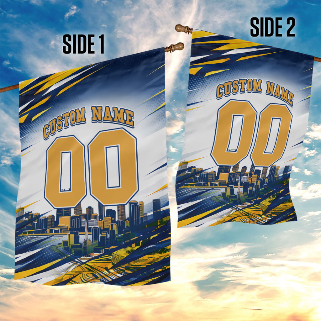 Personalised West Coast Eagles Fan Pride Garden Flag Muscular Eagle Mascot Graphic Art With Perth City Skyline