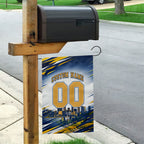 Personalised West Coast Eagles Fan Pride Garden Flag Muscular Eagle Mascot Graphic Art With Perth City Skyline