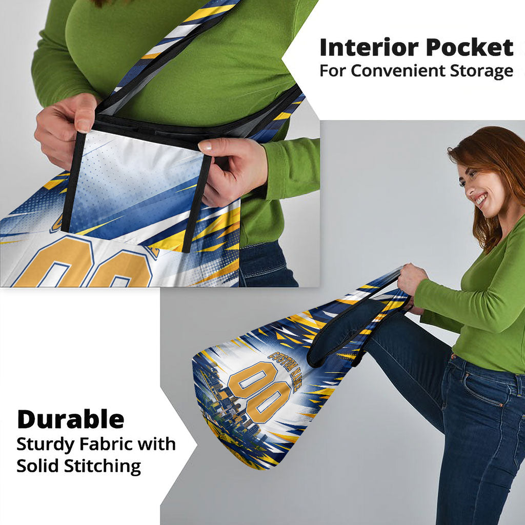 Personalised West Coast Eagles Fan Pride Grocery Bag Muscular Eagle Mascot Graphic Art With Perth City Skyline