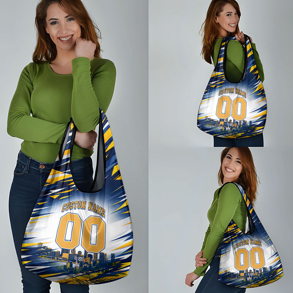 Personalised West Coast Eagles Fan Pride Grocery Bag Muscular Eagle Mascot Graphic Art With Perth City Skyline