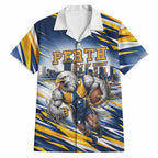 Personalised West Coast Eagles Fan Pride Hawaiian Shirt Muscular Eagle Mascot Graphic Art With Perth City Skyline