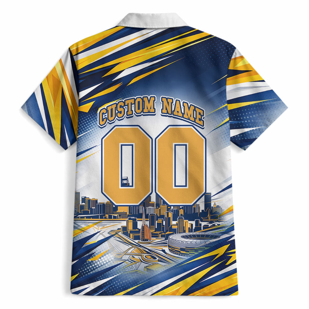 Personalised West Coast Eagles Fan Pride Hawaiian Shirt Muscular Eagle Mascot Graphic Art With Perth City Skyline