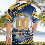 Personalised West Coast Eagles Fan Pride Hawaiian Shirt Muscular Eagle Mascot Graphic Art With Perth City Skyline
