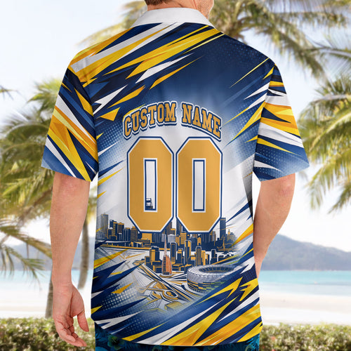 Personalised West Coast Eagles Fan Pride Hawaiian Shirt Muscular Eagle Mascot Graphic Art With Perth City Skyline