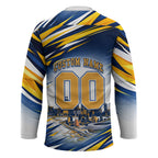 Personalised West Coast Eagles Fan Pride Hockey Jersey Muscular Eagle Mascot Graphic Art With Perth City Skyline