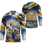 Personalised West Coast Eagles Fan Pride Hockey Jersey Muscular Eagle Mascot Graphic Art With Perth City Skyline