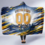 Personalised West Coast Eagles Fan Pride Hooded Blanket Muscular Eagle Mascot Graphic Art With Perth City Skyline