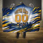 Personalised West Coast Eagles Fan Pride Hooded Blanket Muscular Eagle Mascot Graphic Art With Perth City Skyline