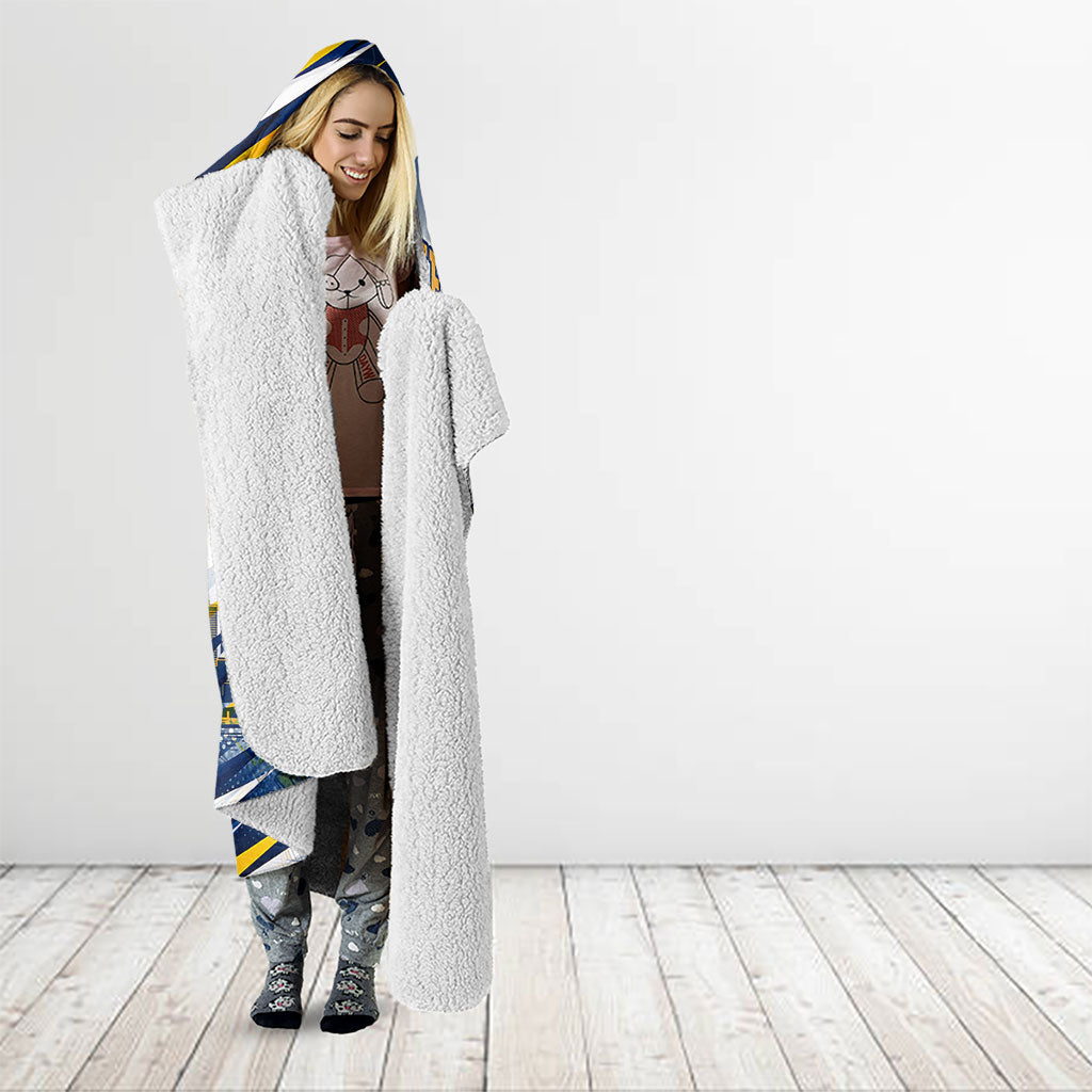 Personalised West Coast Eagles Fan Pride Hooded Blanket Muscular Eagle Mascot Graphic Art With Perth City Skyline