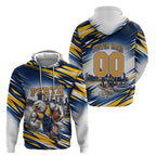 Personalised West Coast Eagles Fan Pride Hoodie Muscular Eagle Mascot Graphic Art With Perth City Skyline