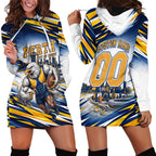Personalised West Coast Eagles Fan Pride Hoodie Dress Muscular Eagle Mascot Graphic Art With Perth City Skyline