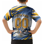 Personalised West Coast Eagles Fan Pride Kid Hawaiian Shirt Muscular Eagle Mascot Graphic Art With Perth City Skyline
