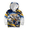Personalised West Coast Eagles Fan Pride Kid Hoodie Muscular Eagle Mascot Graphic Art With Perth City Skyline