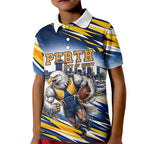 Personalised West Coast Eagles Fan Pride Kid Polo Shirt Muscular Eagle Mascot Graphic Art With Perth City Skyline