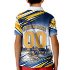 Personalised West Coast Eagles Fan Pride Kid Polo Shirt Muscular Eagle Mascot Graphic Art With Perth City Skyline