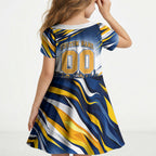 Personalised West Coast Eagles Fan Pride Kid Short Sleeve Dress Muscular Eagle Mascot Graphic Art With Perth City Skyline