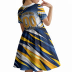 Personalised West Coast Eagles Fan Pride Kid Short Sleeve Dress Muscular Eagle Mascot Graphic Art With Perth City Skyline