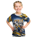 Personalised West Coast Eagles Fan Pride Kid T Shirt Muscular Eagle Mascot Graphic Art With Perth City Skyline