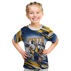 Personalised West Coast Eagles Fan Pride Kid T Shirt Muscular Eagle Mascot Graphic Art With Perth City Skyline