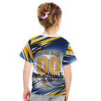 Personalised West Coast Eagles Fan Pride Kid T Shirt Muscular Eagle Mascot Graphic Art With Perth City Skyline