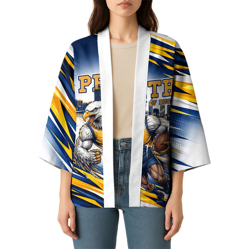 Personalised West Coast Eagles Fan Pride Kimono Muscular Eagle Mascot Graphic Art With Perth City Skyline
